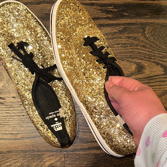 Kate Spade Glittering Gold Lace-Up Keds Shoes - Picture 8 of 10
